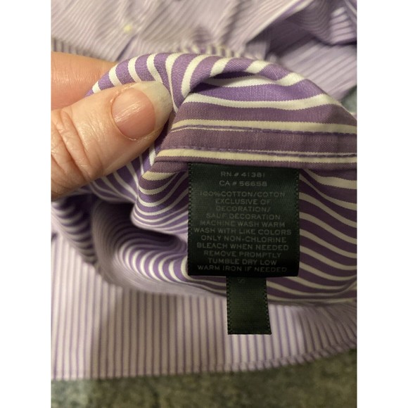 Polo Ralph Lauren Custom Fit Purple Stripe L/S Button Down Sz XL - Picture 4 of 5